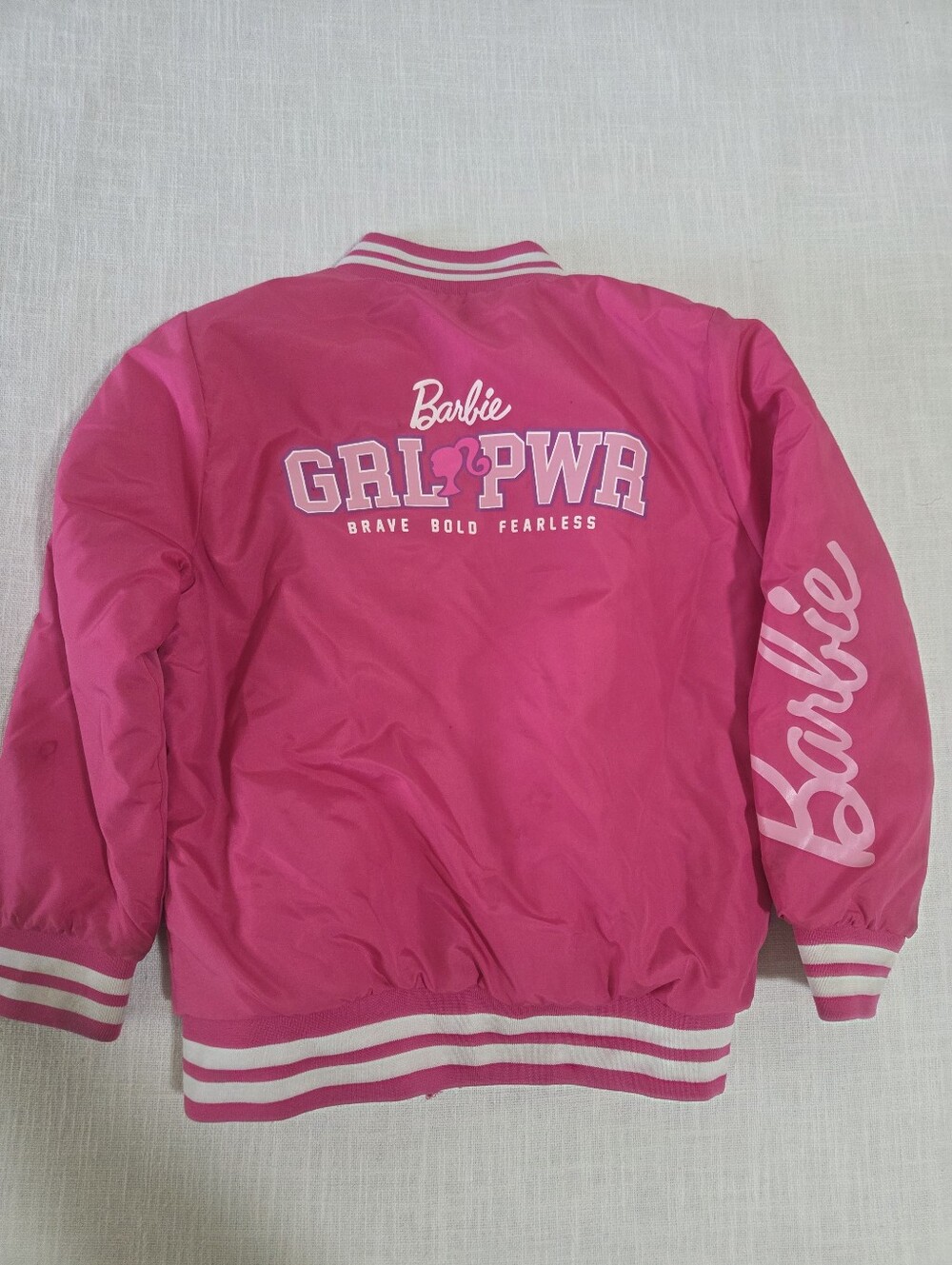 Barbie Girls' Pink GRL PWR Bomber Jacket Kids 6